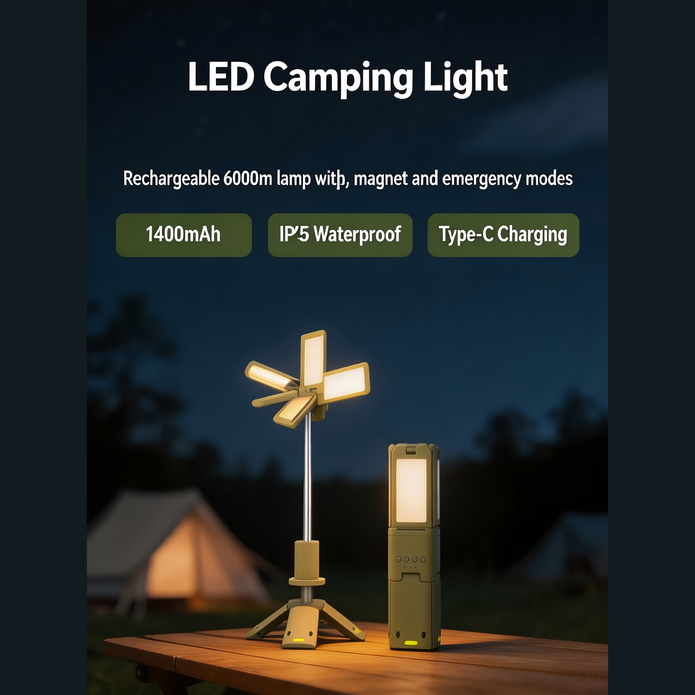 Foldable 4-Panel Camping Lantern