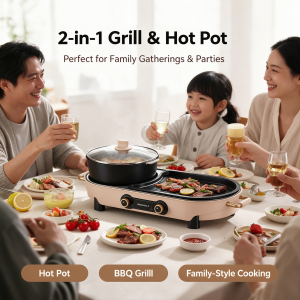 MAX 2-in-1 Hot Pot and Grill Cooker - Indoor Electric Cooking Appliance
