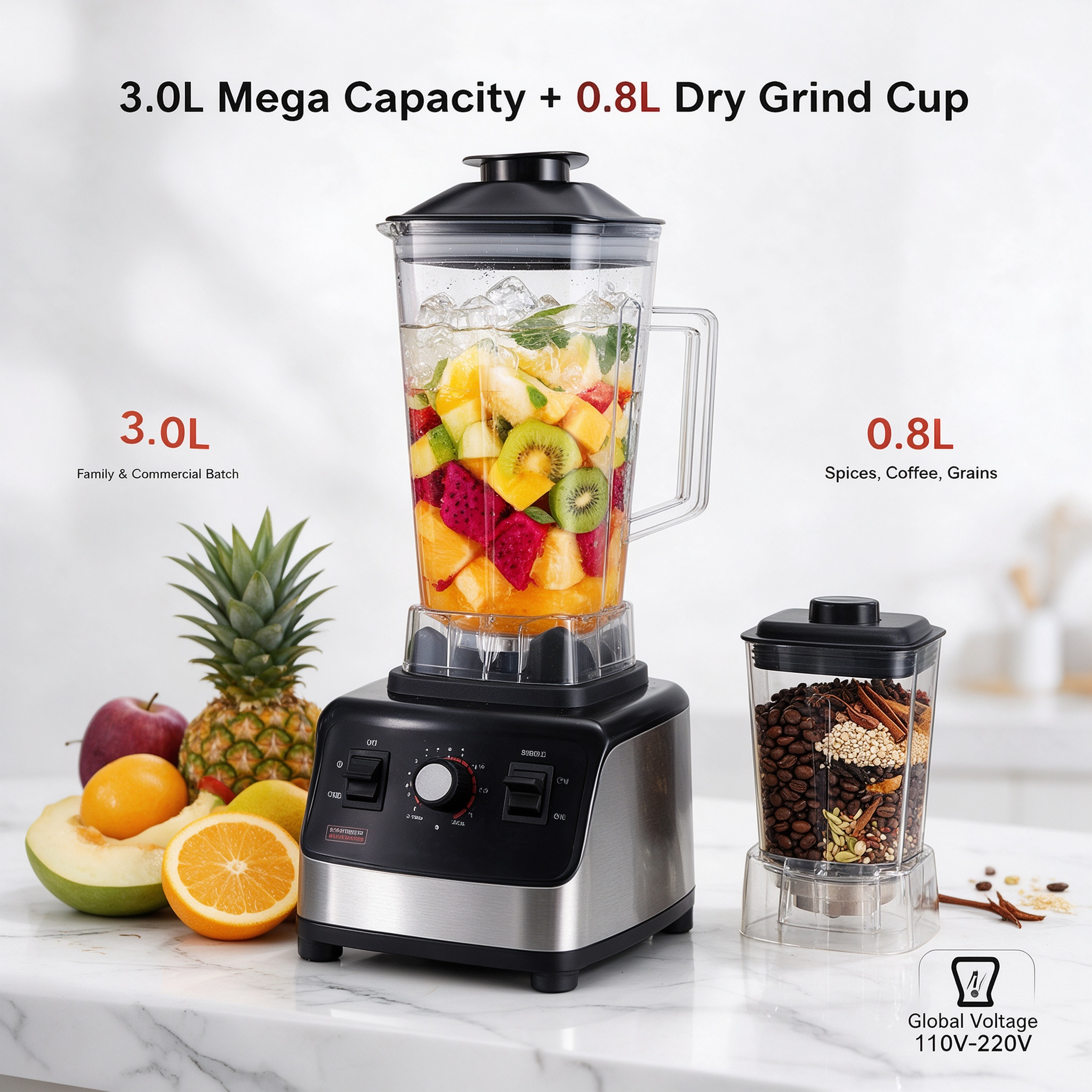 1600W Heavy-Duty 2-in-1 Blender
