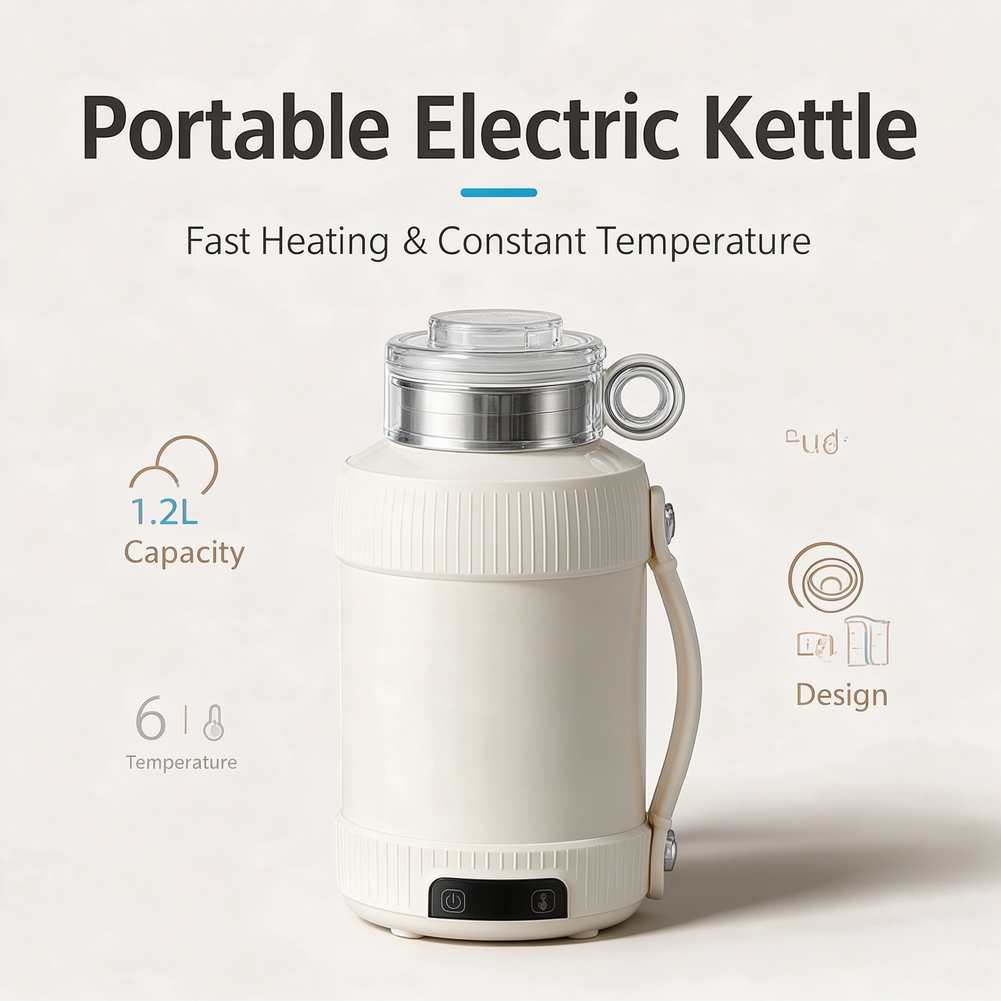 1.2L Multi-Voltage Portable Travel Electric Kettle